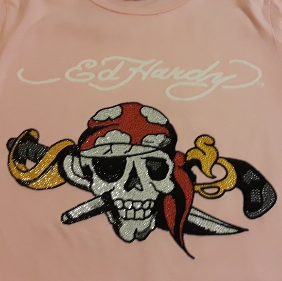 👹SOLD👹Ed Hardy Christian Audigier Top Womens LG - Picture 1 of 7